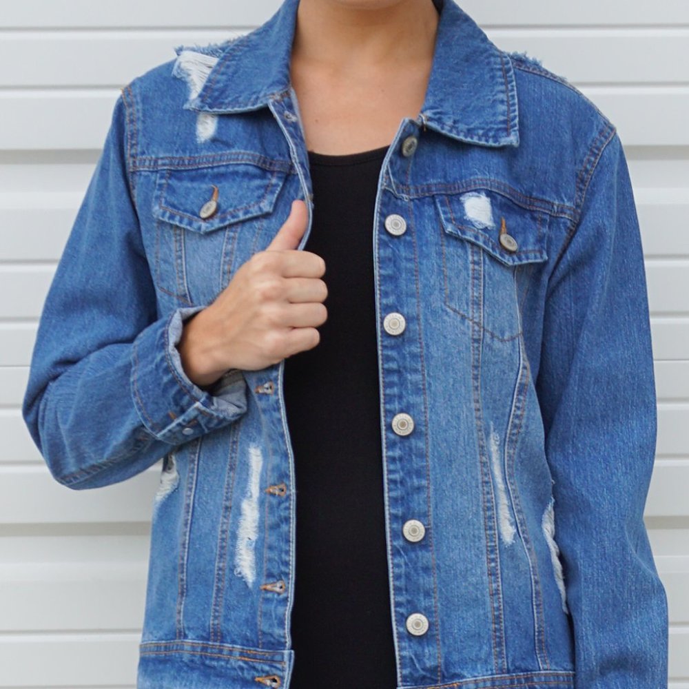 Distressed Oversized Denim Jacket